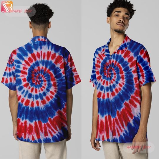 Amare Box 4th Of July Hawaiian Shirt, Patriotic Independence Day Hawaiian Shorts, Tie Dye Flag American Lover Shirt, Unisex Gift