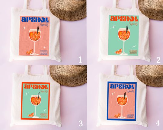 Aperol Spritz Tote Bag, Beach Party Tote, Bachelorette Tote Bag, Cocktail Tote Bag, Summer Tote Bag, Cocktail Lover Gifts