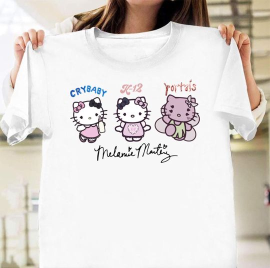 Discover Melanie Martinez Hello Kitty Shirt, Melanie Martinez Casual Cotton Short Sleeve T-shirt, Music Shirt for Fans, Music Men Summer Clothing