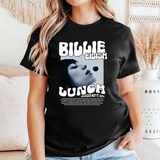 Lunch Billie Eilish T-Shirt, Casual Cotton Short Sleeve T-shirt, Music Shirt for Fans, Music Men Summer Clothing