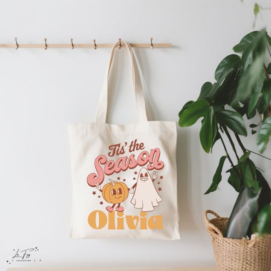 Custom Halloween Bag, Tis The Season Name Tote, Personalized Gifts for Halloween, Spooky Season Totes