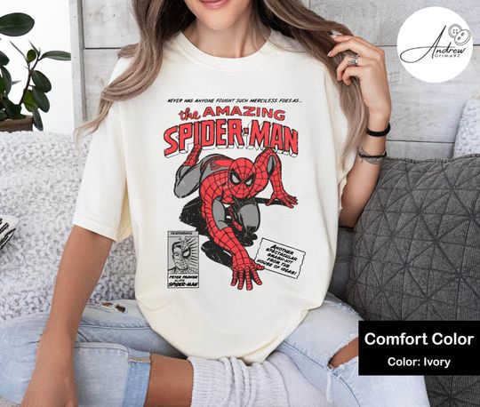 Vintage 90s Marvel The Amazing Spider Man Comfort Colors Shirt, Retro Spiderman Comic