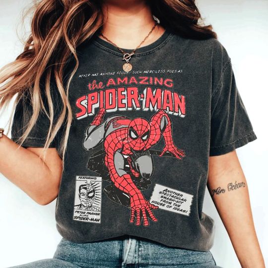 Discover Vintage 90s Marvel The Amazing Spider Man Love Shirt, Retro Spiderman Comic