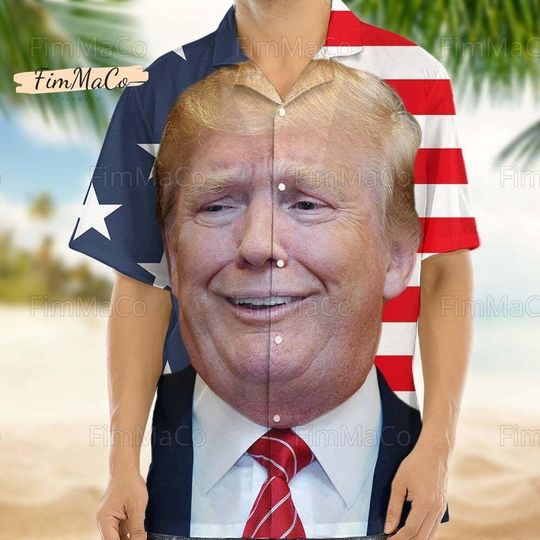 Trump Make 4Th July Great Again Hawaiian Shirt, Patriotic America July Fourth Button Shirt, Independence Day Gift, Trump Face Shirt