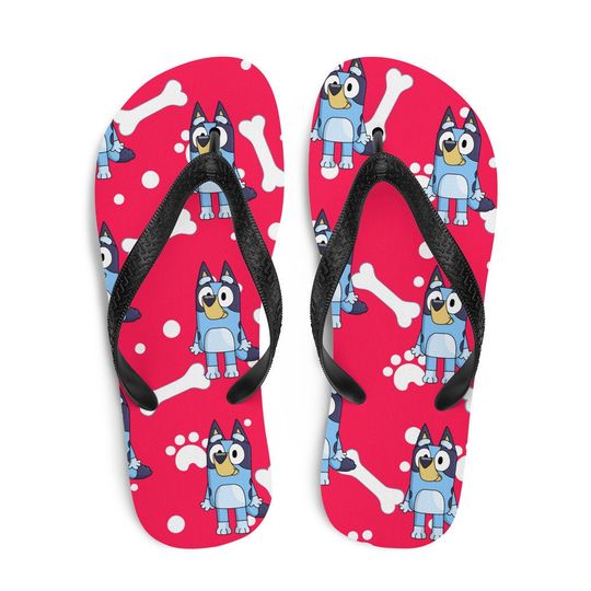 red background blue dog Flip Flops, Outdoor slippers, Comfort Beach slippers, Pool shoes, Summer slippers, outside slippers, beachwear
