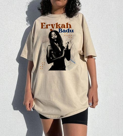 Erykah Badu Graphic Tour T-Shirt, Casual Cotton Short Sleeve T-shirt, Music Shirt for Fans, Music Men Summer Clothing