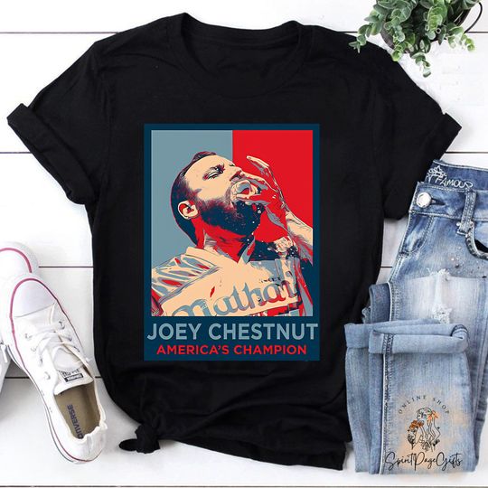 Joey Chestnut American Champion Stick Hero T-Shirt, Cotton Short Sleeve T-shirt, Funny Summer Shirt