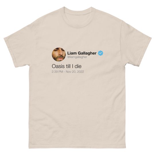 Liam Gallagher Oasis Tweet T-Shirt, Liam Gallagher Definitely Maybe Tour 2024 T-Shirt, Casual Cotton Short Sleeve T-shirt, Music Shirt for Fans, Music Men Summer Clothing