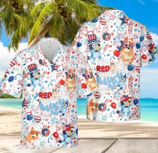 BlueyDad 4Th Of July Hawaiian Shirt BlueyDad Patriotic Shirt, Independence Day Shirt Unisex Trending Hawaiian Shirt