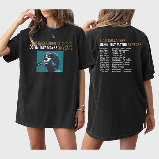 Definitely Maybe 2024 Tour T Shirt, Liam Gallagher Double Sided Shirt, Casual Two Sides Short Sleeve Shirt, Music Men Clothing, Music Shirt For Fans