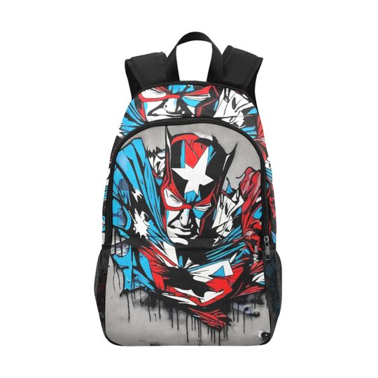 Superhero Comics Rucksack Backpack With Mesh Pockets, Backpack for Girls Boys Teenager Children, Rucksack Casual School Bags, Travel Backpacks