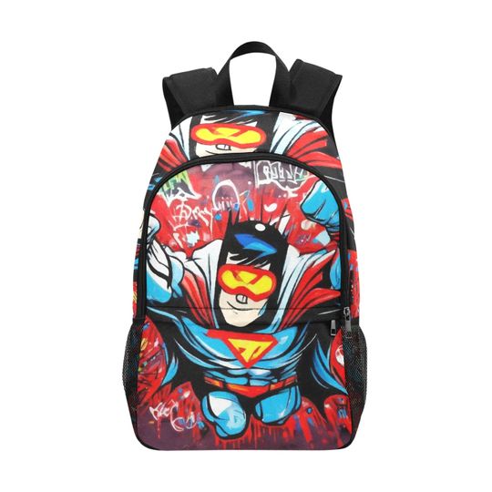 Superhero Comics Rucksack Backpack With Mesh Pockets, Backpack for Girls Boys Teenager Children, Rucksack Casual School Bags, Travel Backpacks