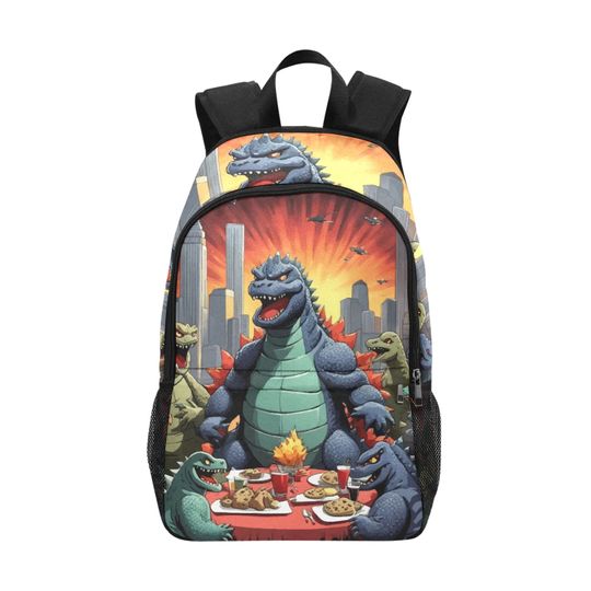 god zilla Backpack With Mesh Pockets, Backpack for Girls Boys Teenager Children, Rucksack Casual School Bags, Travel Backpacks