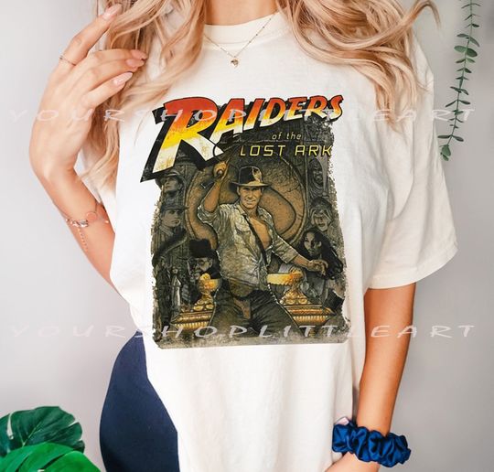 Indiana Jones Adventure Cotton TShirt - Vintage Style Shirt - Movie Shirt - Vintage 90S Short Sleeve Shirt