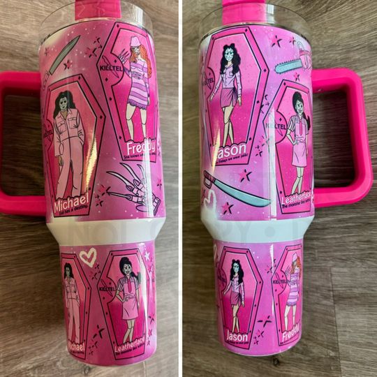 Slasher Dolls Tumbler 40oz With Handle, Water Bottle Stainless Steel Thermos, Coffee Cup Travel Car Camping, Large Water Bottle