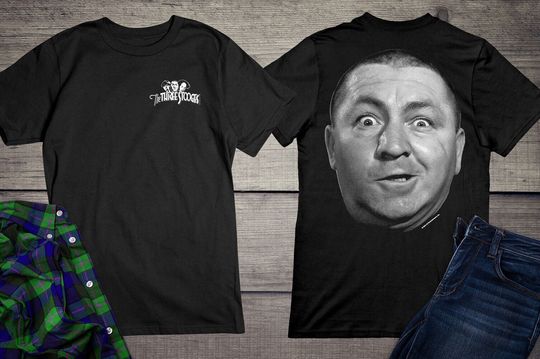 The Three Stooges Logo T-Shirt, Curly Face T-shirt, Hilarious The Three Stooges Shirt, Funny TV Show T-shirt, Larry, Moe, Shemp Tee