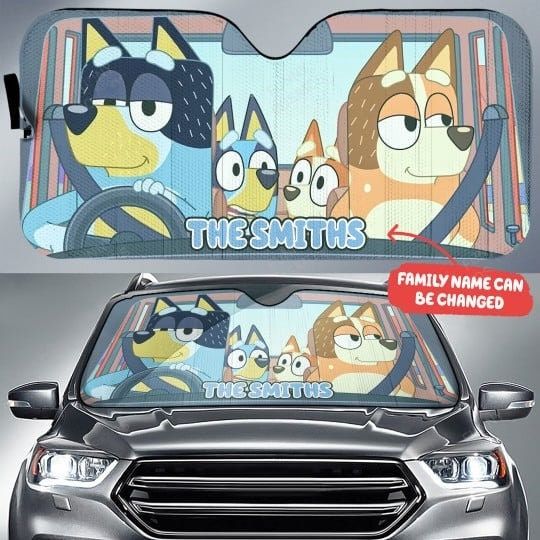 Personalized BlueyDad Car Auto Sun Shade, Funny BlueyDad Sunshade,BlueyDad Auto Sunshade, BlueyDad Car Decoration, Car Windshield Cover, New Car Gift
