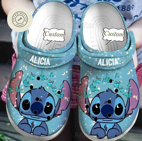 Personalized Stitch Summer Clogs, Lilo And Stitch Sandals, Disneyland Stitch Shoes, Stitch Disney Summer Shoes, Disney Summer Shoes
