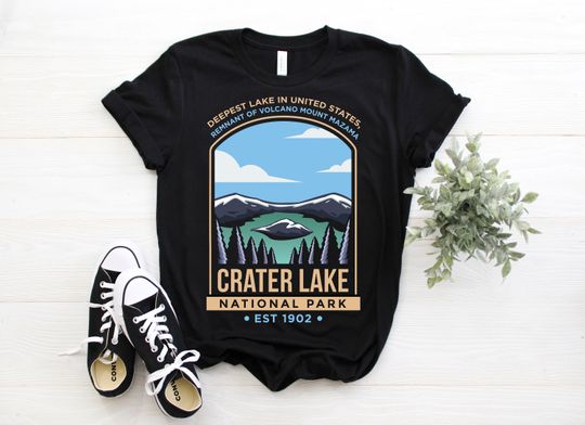 Crater Lake National Park US Vintage T-Shirt, USA Oregon Parks Lover Gifts, Adventure Outdoors, Camping Hiking, U.S Backcountry Travel,