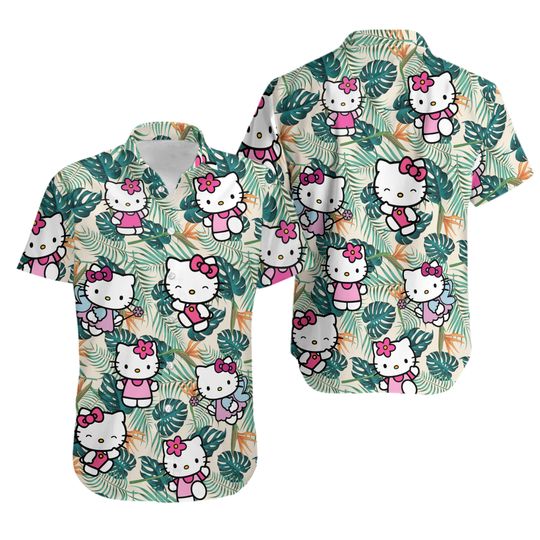 Hello Kitty Button Shirt, Hello Kitty Hawaiian Shirt, Hello Kitty Vacation Shirt
