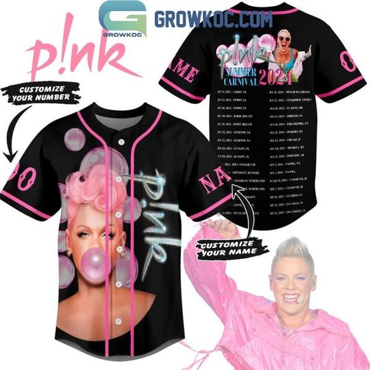 Personalized Pink So What Summer Carnival Tour 2024 Schedule Baseball Jersey, Custom Name Baseball Shirt, Fashionable Short Sleeve Baseball Shirt, Music Shirt for Fans, Music Men Summer Clothing