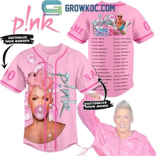 Personalized Pink So What Summer Carnival Tour 2024 Schedule Baseball Jersey, Custom Name Baseball Shirt, Fashionable Short Sleeve Baseball Shirt, Music Shirt for Fans, Music Men Summer Clothing