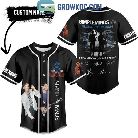 Personalized Simple Minds A New History Global Tour 2024 Baseball Jersey, Custom Name Baseball Shirt, Fashionable Short Sleeve Baseball Shirt, Music Shirt for Fans, Music Men Summer Clothing