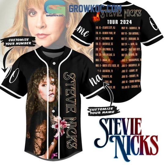 Personalized Stevie Nicks Tour 2024 America Schedule Schedule Baseball Jersey, Custom Name Baseball Shirt, Fashionable Short Sleeve Baseball Shirt, Music Shirt for Fans, Music Men Summer Clothing