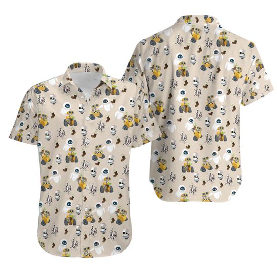Wall-E and Eve Hawaiian Shirt, Disneyland Couple Hawaii Shirt