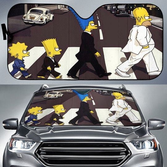The Simpsons Walking Car Auto Sun Shades, The Simpsons Car Accessories, Car Windshield Sunshade, Car Foldable Accessories for Sun Protection