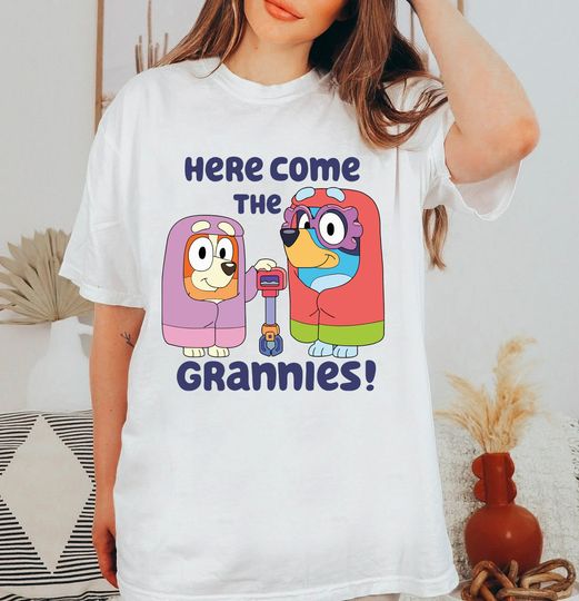 Here Come The Grannies shirt , Puppy Grannies shirt, Unisex graphic t-shirt multiple colors, trending BlueyDad t-shirt,BlueyDad fan gift