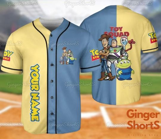 Custom Toy Story Baseball Jersey, Comfortable Short Sleeve Sports Jersey for Men, Women, Kids - Trending Street Fashion