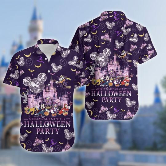 Mickey So Scary Button Up Shirt, Halloween Party Collared button down short sleeve art hawaiian shirt for unisex, Trending Casual Fashion