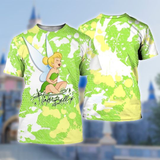 Tinker Bell 3D Adult Kid T-shirt, Peter Pan All Over Print Shirt, Pixie Hollow Flying Fairy 3D Tee