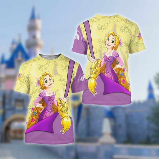 Rapunzel Princess 3D Adult Kid T-shirt, Tangled Princess All Over Print Shirt, Cartoon Character 3D Tee