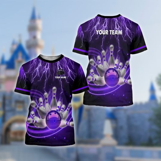 Personalized Name Bowling 3D Shirts, Costume Name Bowling 3D Adult Kid T-shirt, Bowling Lover All Over Print