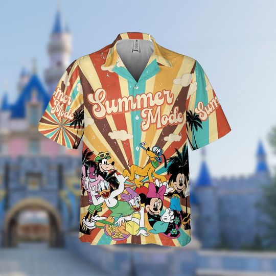 Retro Mickey And Friends Hawaiian Shirt, Collared button down short sleeve art hawaiian shirt for unisex, Trending Casual Fashion