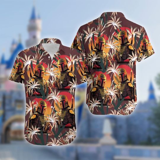 Boba Fett Summer Vacation Hawaii Shirt, Tropical Flowers Summer Button Up for Men, Women, Kids, Trending Casual Fashion