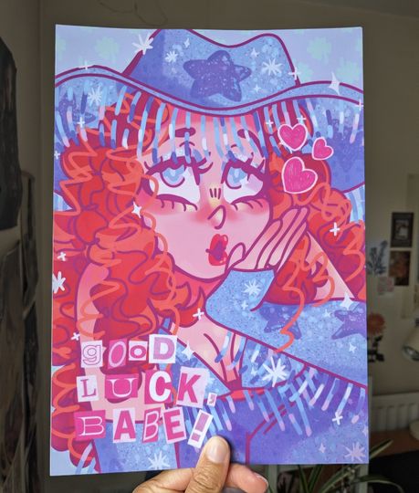 Chappell Roan 'Good Luck, Babe!' fanart print | illustrated Chappell Roan fanart 3 sizes Chappell Roan Decor, Aesthetic Home Decor , trending poster