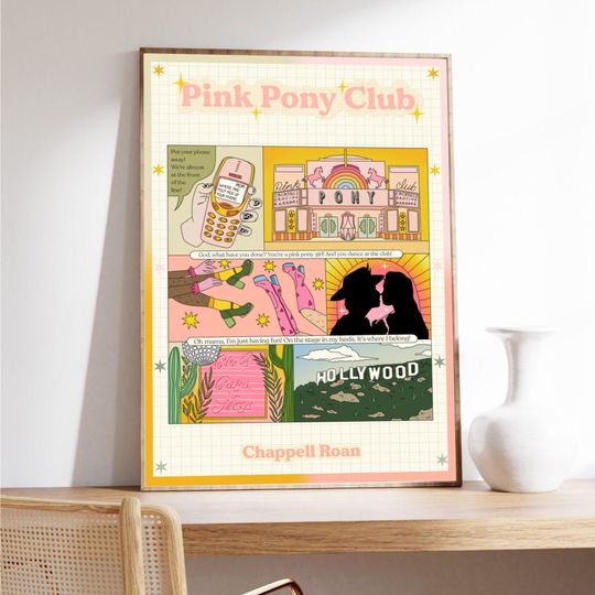 Pink Pony Club Print | Chappell Roan Print | Pink Pony Club Merch 3 sizes Chappell Roan Decor, Aesthetic Home Decor , trending poster
