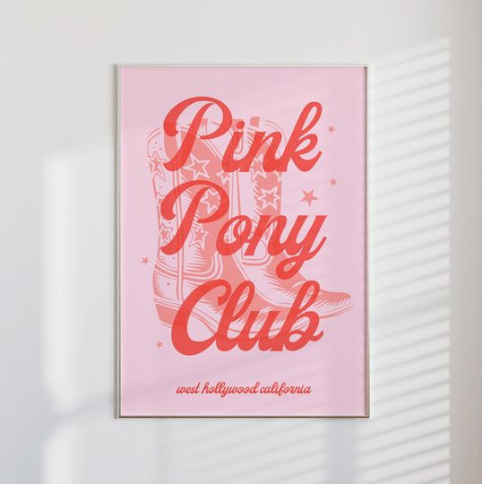 Pink Pony Club Print | matte vertical poster, queer art, lesbian art, coastal cowgirl, pink pony club wall art, preppy stuff, dopamine decor