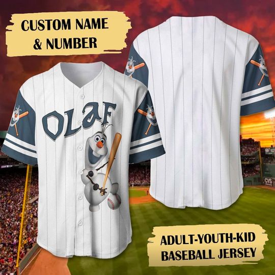 Custom Olaf Baseball Jersey, Comfortable Short Sleeve Sports Baseball Jersey for Men, Women, Kids - Trending Street Fashion