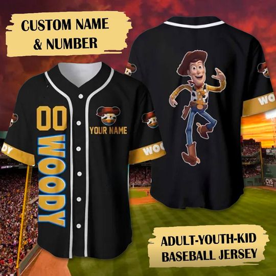 Custom Woody Toy Story Baseball Jersey, Comfortable Short Sleeve Sports Baseball Jersey for Men, Women, Kids - Trending Street Fashion