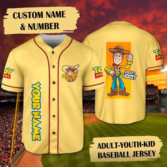 Custom Toy Story Baseball Jersey, Comfortable Short Sleeve Sports Baseball Jersey for Men, Women, Kids - Trending Street Fashion