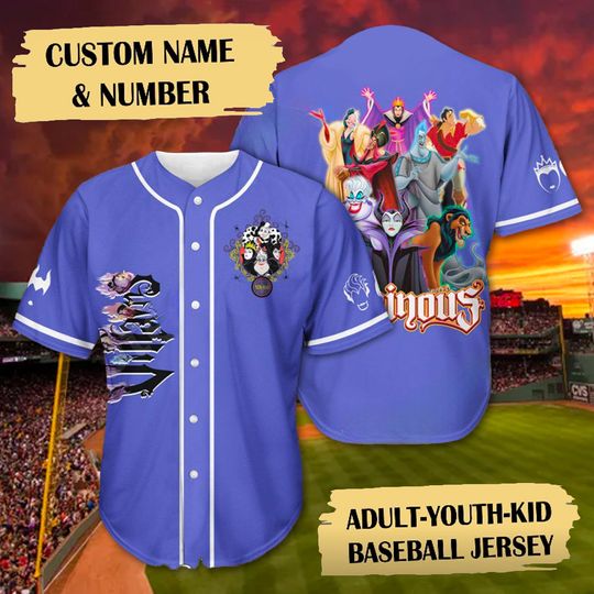 Custom Villains Baseball Jersey, Comfortable Short Sleeve Sports Baseball Jersey for Men, Women, Kids - Trending Street Fashion