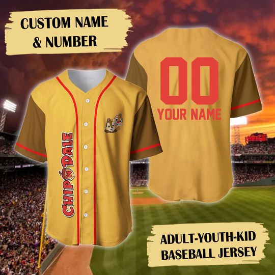 Personalized Animated Chipmunk Baseball Jersey, Personalized Comfortable Short Sleeve Sports Jersey For Baseball Lovers