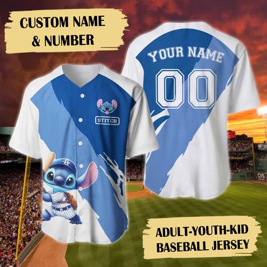 Custom Name & Number Blue Alien Dog Baseball Jersey, Personalized Comfortable Short Sleeve Sports Jersey For Baseball Lovers