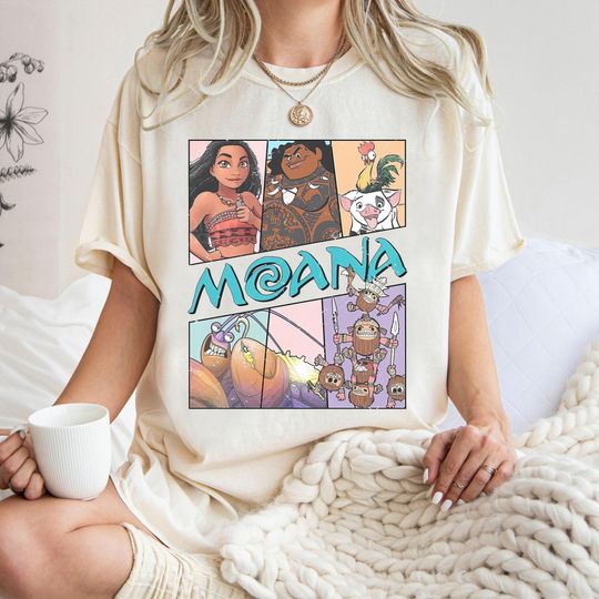 Vintage Disney Moana Shirt, Hei Hei And Pua Floral T-shirt, Moana Princess Disneyland Tee, Multiple Colors, Disney fan gift