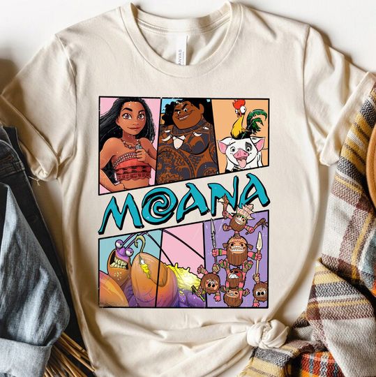 Disney Moana Characters Tamatoa Hei Hei Pua T-shirt, WDW Disneyland Vacation Unisex T-shirt Family Birthday Gift Adult Kid Toddler Tee