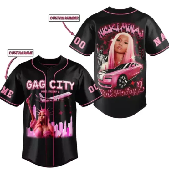 Nicki Minaj Pink Friday 2 Tour In Gaga City Personalized Baseball Jersey Shirt Trending Street Fashion
